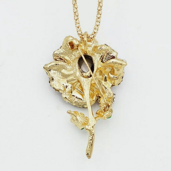 Purple Crystal Flower Necklace/Brooch - Picture 4 of 5